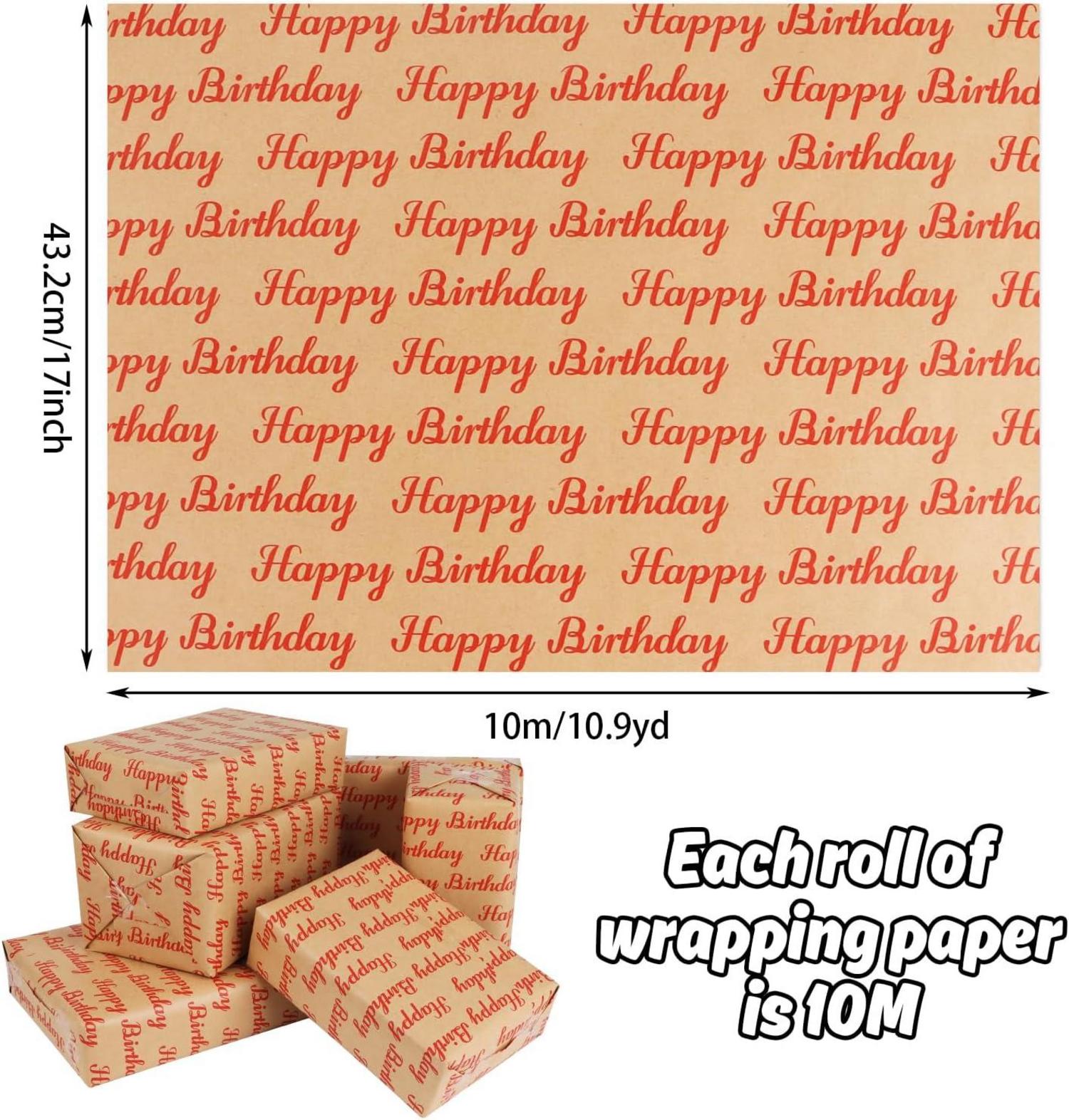 Geschenkpapier Rolle Kraftpapier Geburtstag 43x10m