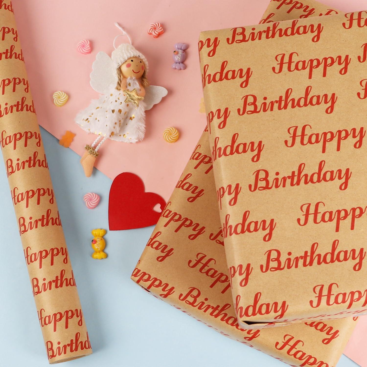 VEYLIN Geschenkpapierrolle Geburtstag 43x10m Kraftpapier