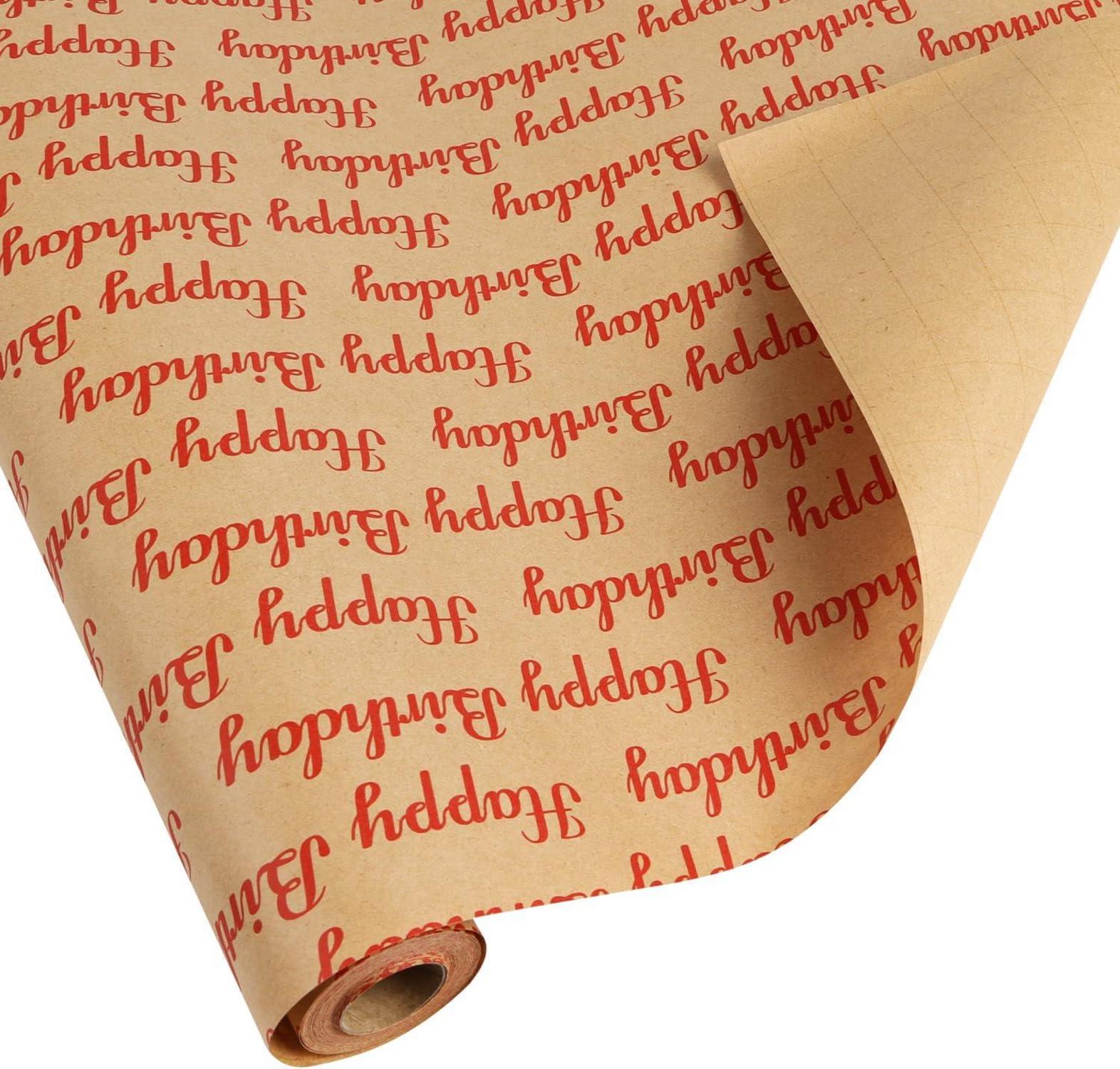 VEYLIN Geschenkpapier Rolle 43×10m Kraftpapier Geburtstag Rot