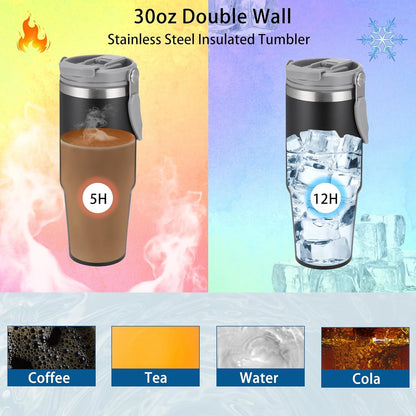 Thermobecher mit Strohhalm 900ml Edelstahl Trinkbecher für