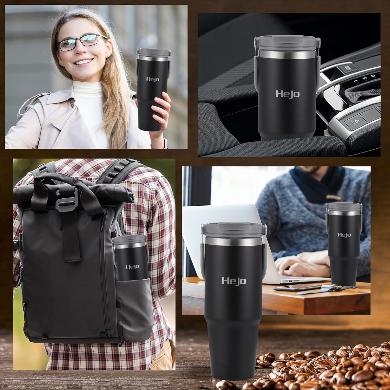 Thermobecher mit Strohhalm 900ml, Auslaufsicherer Edelstahl