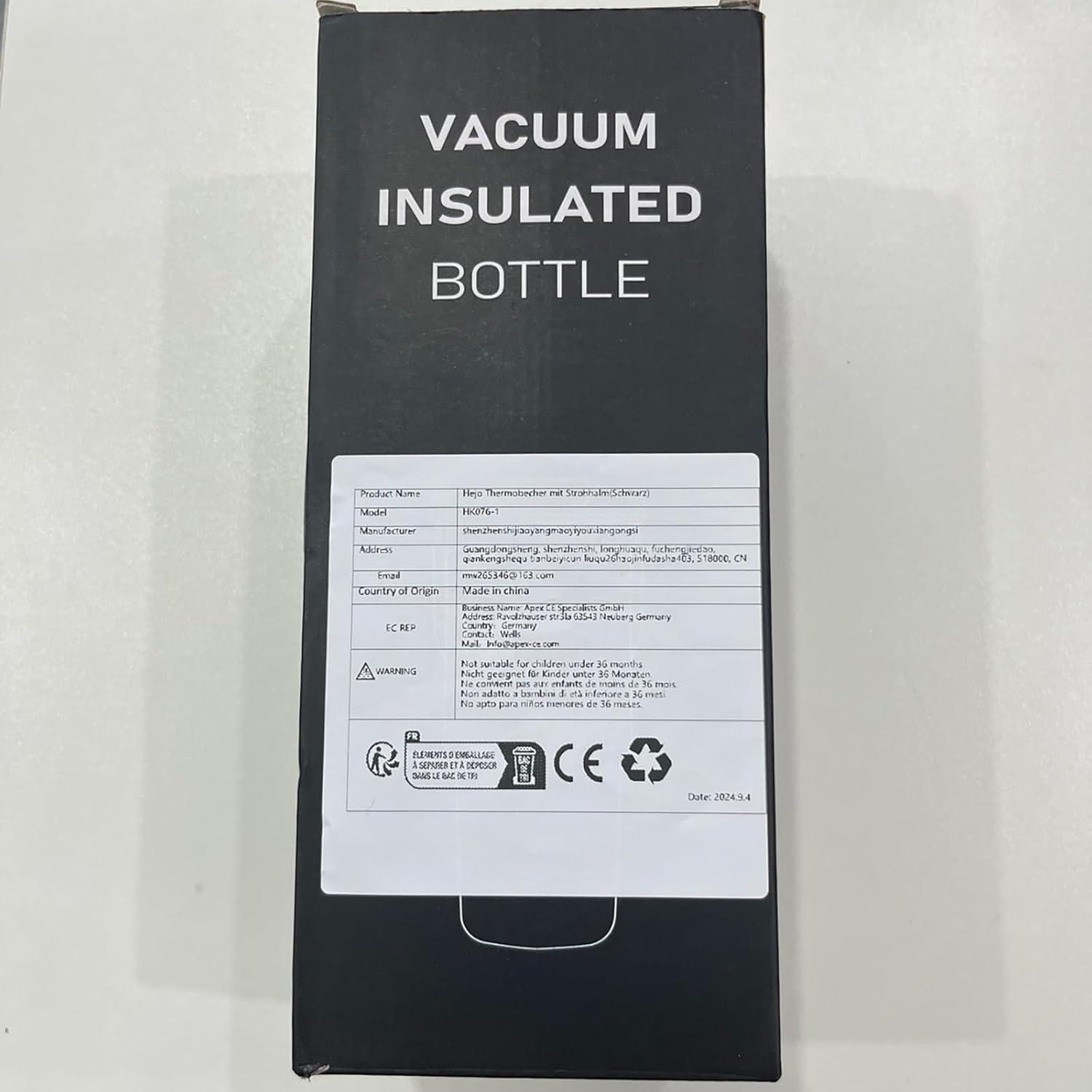 Hejo Thermobecher 900ml mit Strohhalm aus Edelstahl für Heiß- und Kaltgetränke