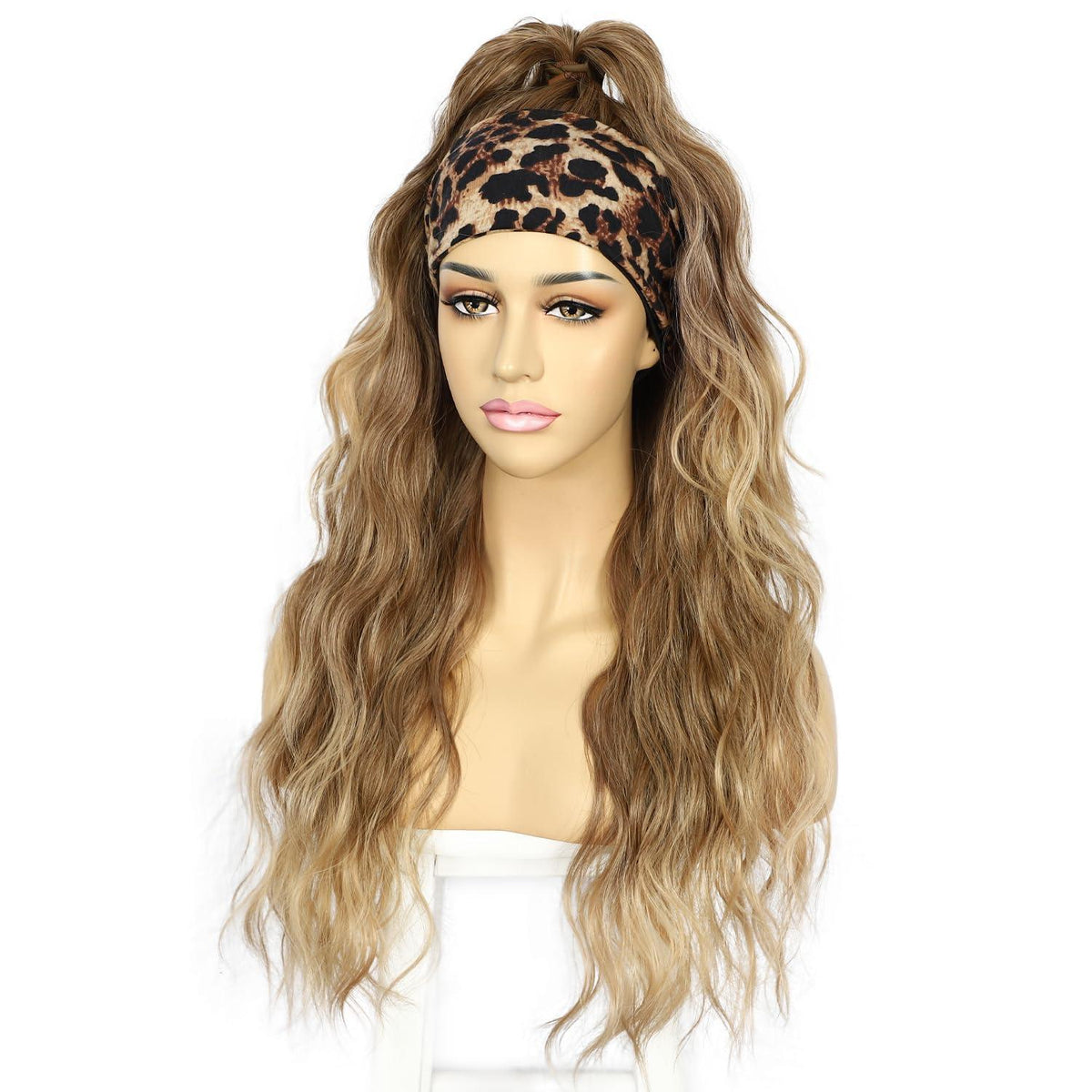 Ombre Blonde Wellige Stirnband Perücke Synthetisch 26 Zoll