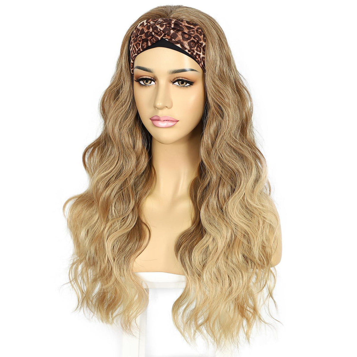 Ombre Blonde Wellige Stirnband Perücke Synthetisch 26 Zoll