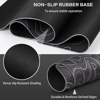 XXL Gaming Mauspad 900x400mm Schwarz Topographisch Vernähte Kanten Anti-Rutsch