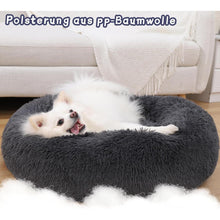 Flauschiges Hundebett Rund Hundekissen waschbar dunkelgrau