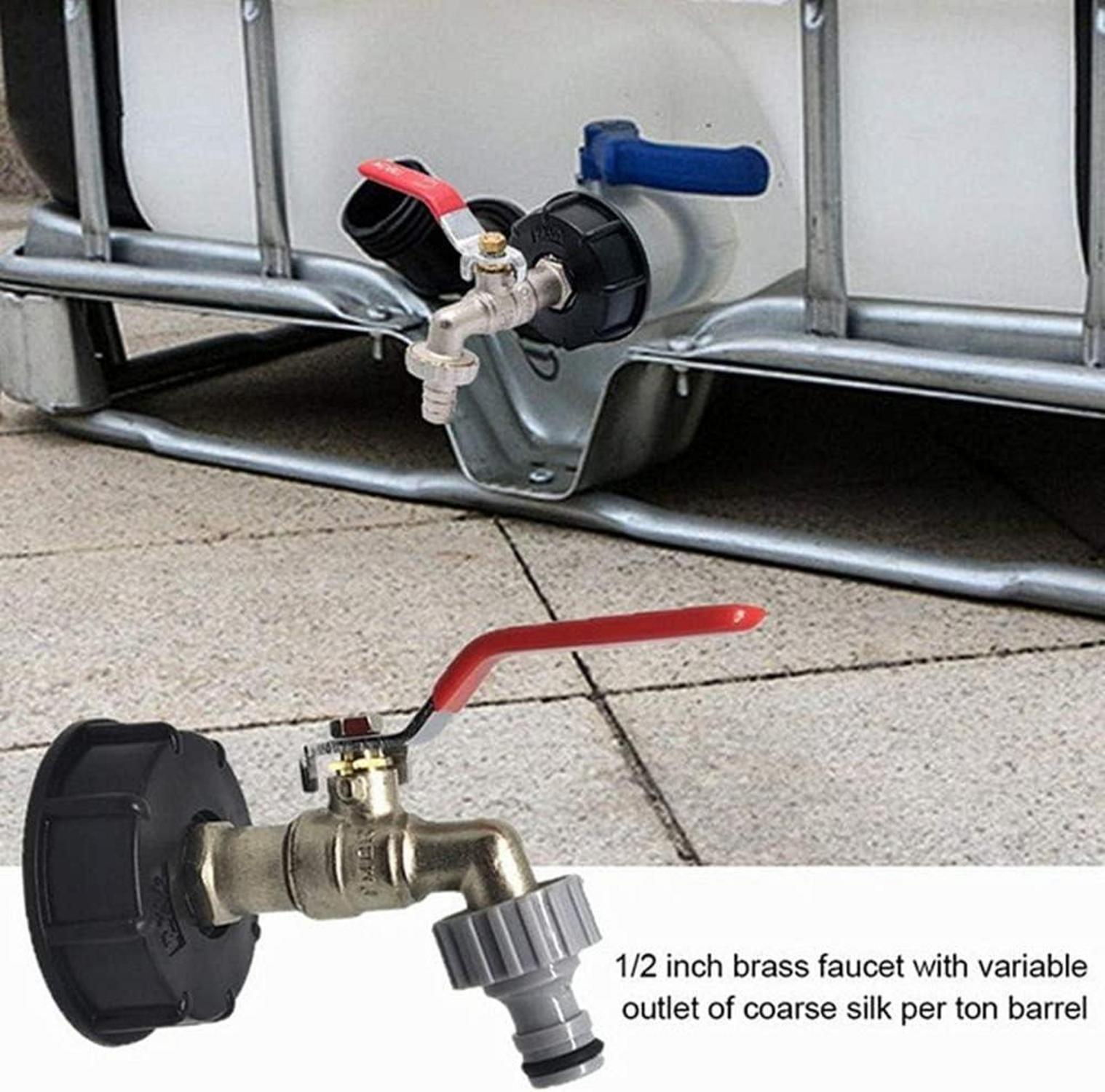 IBC Wasserhahn 1/2 Zoll Auslauf Adapter S60x6 Wassertank 1000l