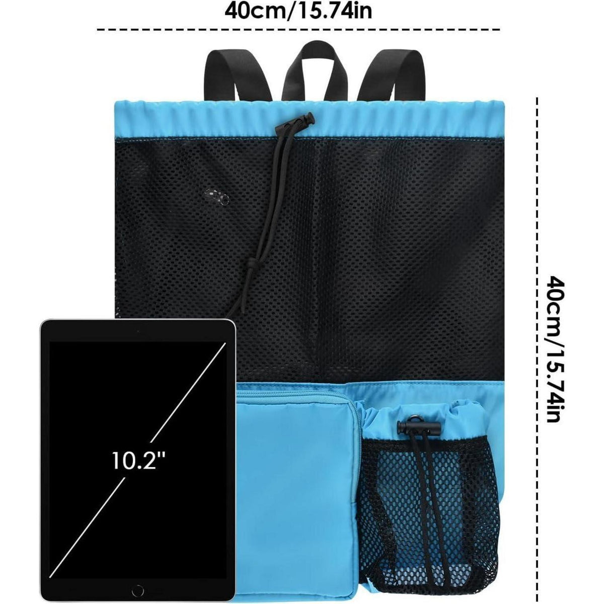 Mesh-Rucksack mit Kordelzug, wasserdicht, für Sport & Strand