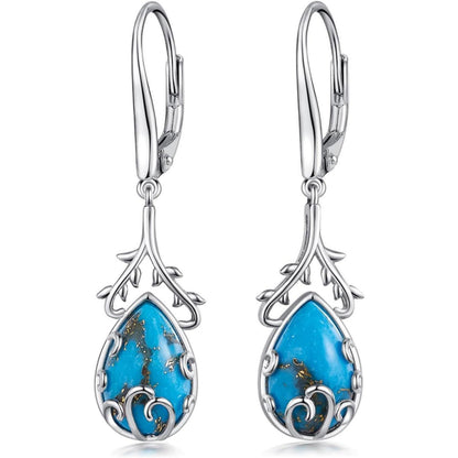 Hängende Silber Ohrringe mit Türkis - 925 Sterling Silber