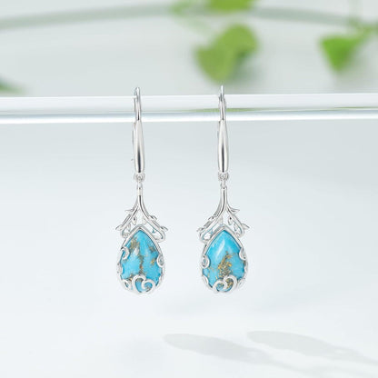 Hängende Silber Ohrringe mit Türkis - 925 Sterling Silber