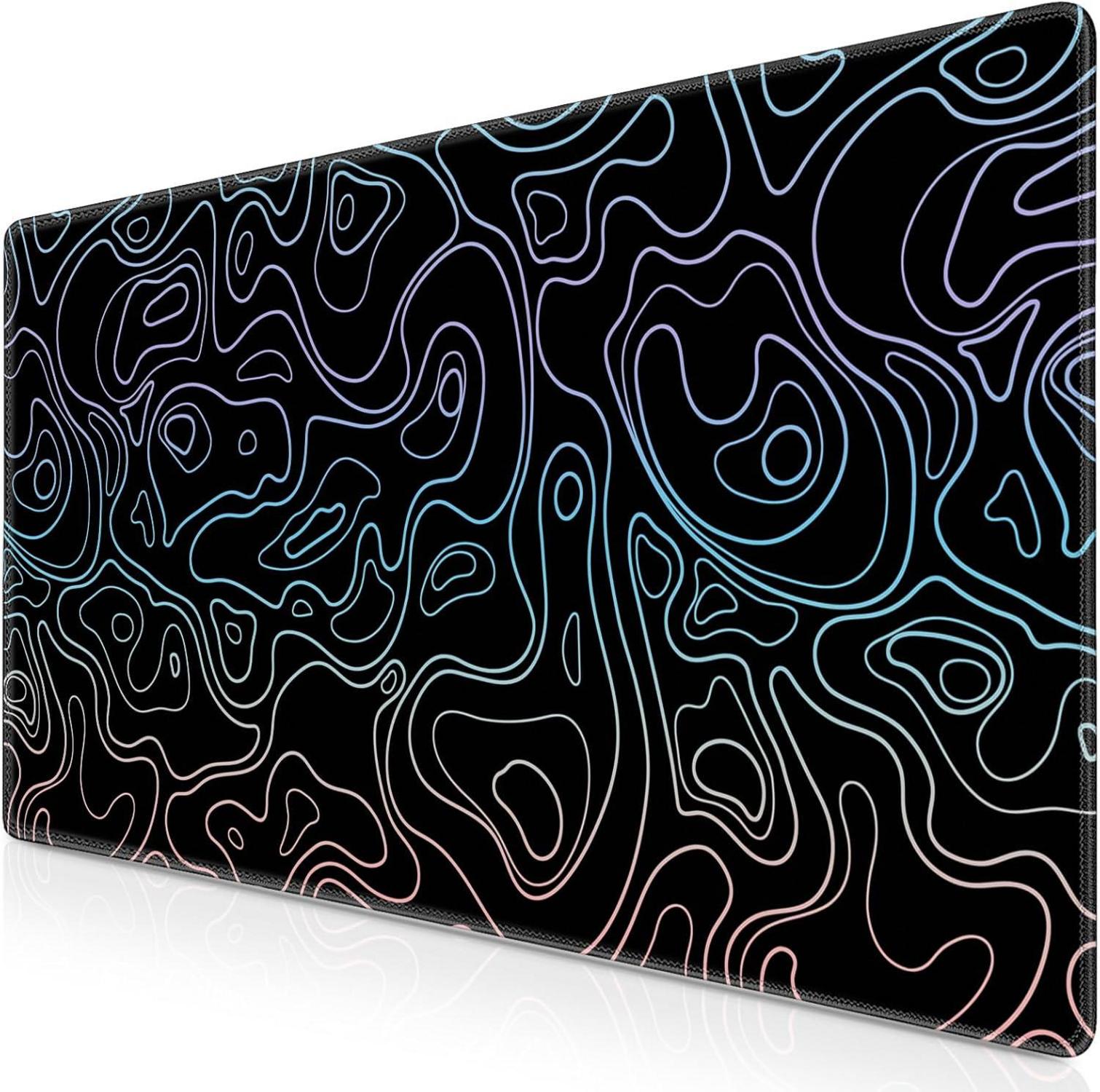 Abetcabe Gaming Mauspad XXL Topographisch 900x400mm vernähte Kanten