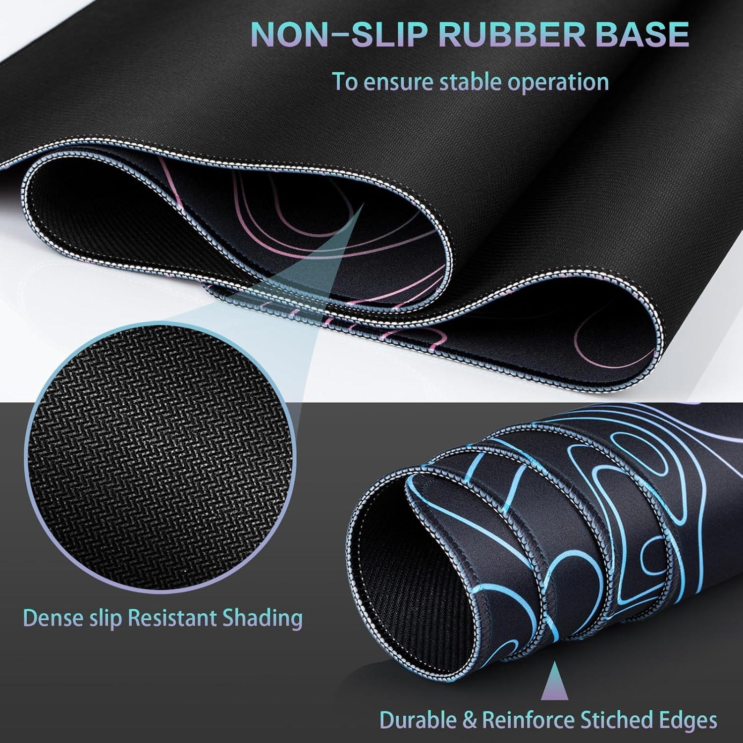 Abetcabe Gaming Mauspad XXL Topographisch 900x400mm vernähte Kanten