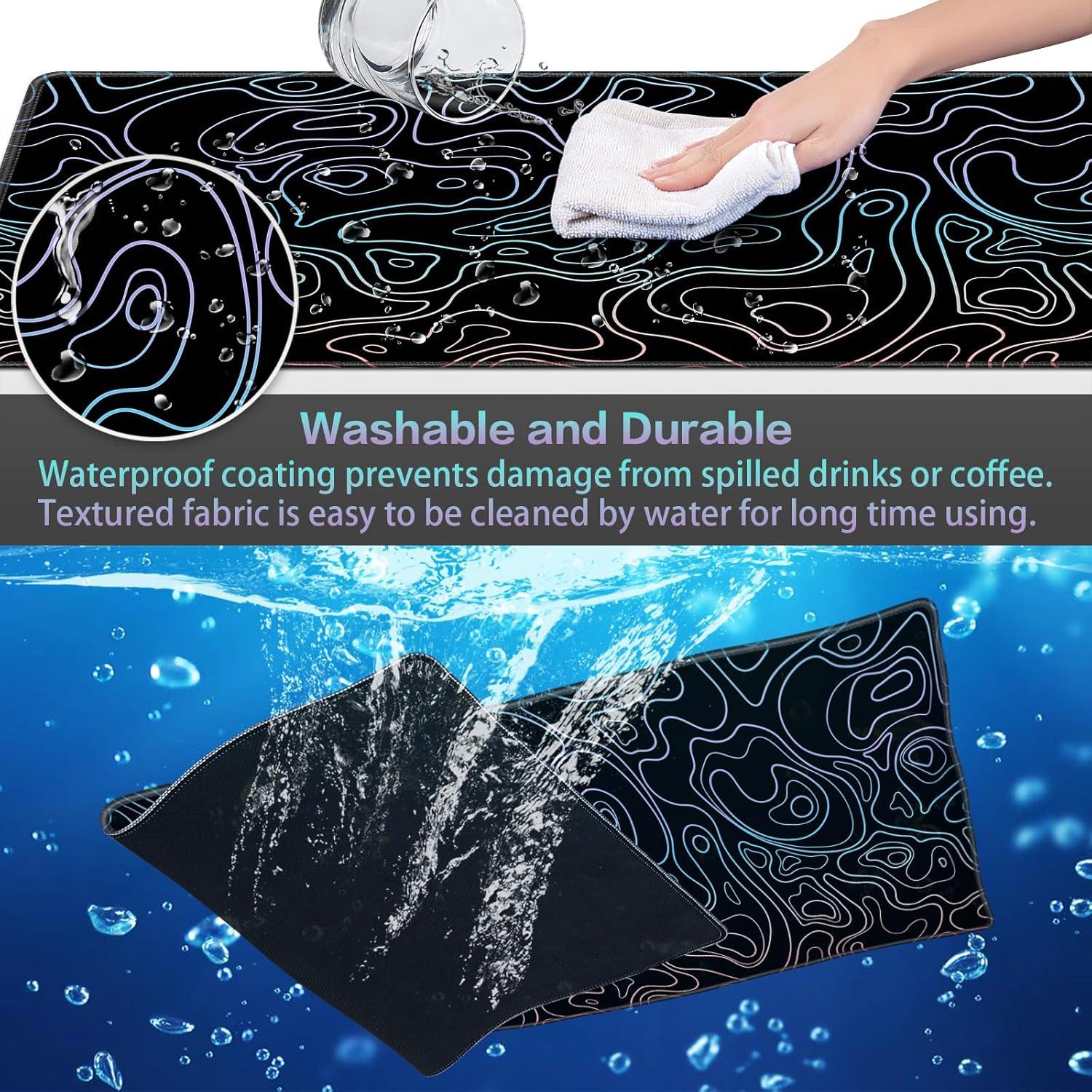 Abetcabe Gaming Mauspad XXL 900x400mm Topographisch Antirutsch wasserdicht