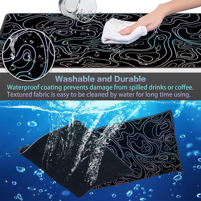 Abetcabe Gaming Mauspad XXL 900x400mm Topographisch Antirutsch wasserdicht