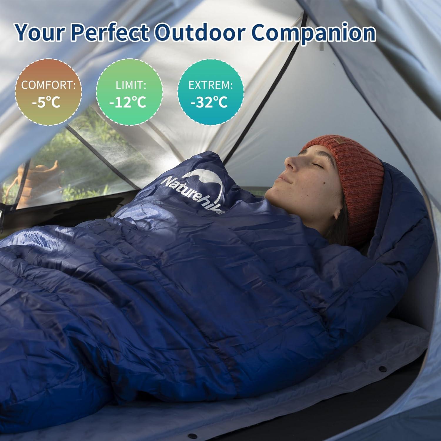 Mumienschlafsack Erwachsene Baumwolle Camping Ultra Warm Blau