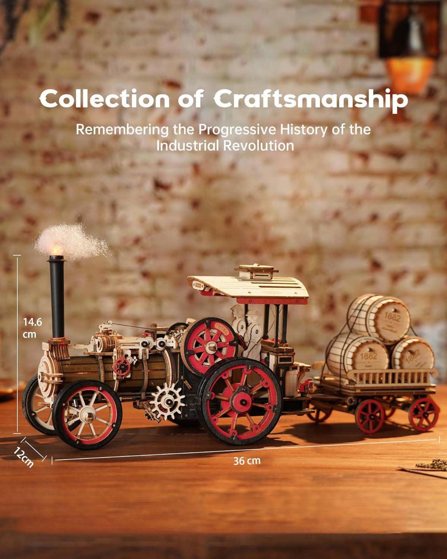 3D Holzmodell Zug ROKR Erwachsene Dampflokomotive Puzzlesätze LKA01