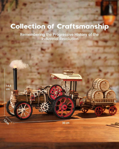 3D Holzmodell Zug ROKR Erwachsene Dampflokomotive Puzzlesätze LKA01