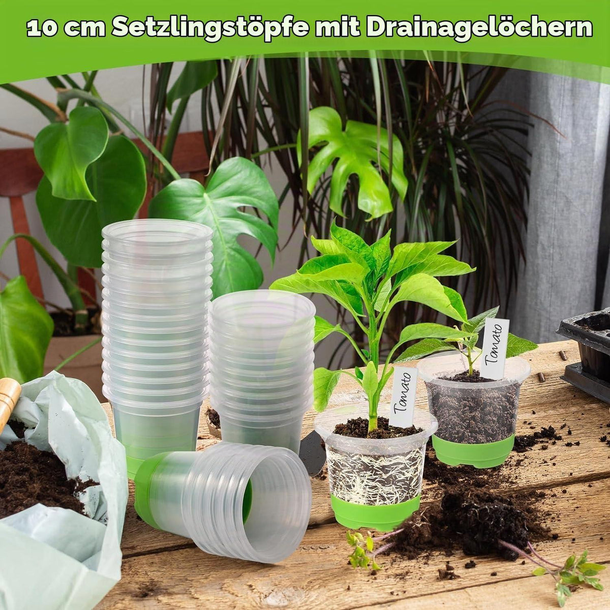 24 Anzuchttöpfe mit Silikonboden & Pflanzenetiketten
