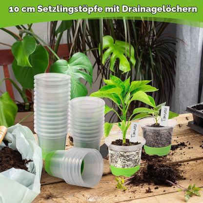 24 Anzuchttöpfe mit Silikonboden & Pflanzenetiketten