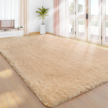 Hochflor Teppich Beige 140x200 Modern Wohnzimmer Kinderzimmer