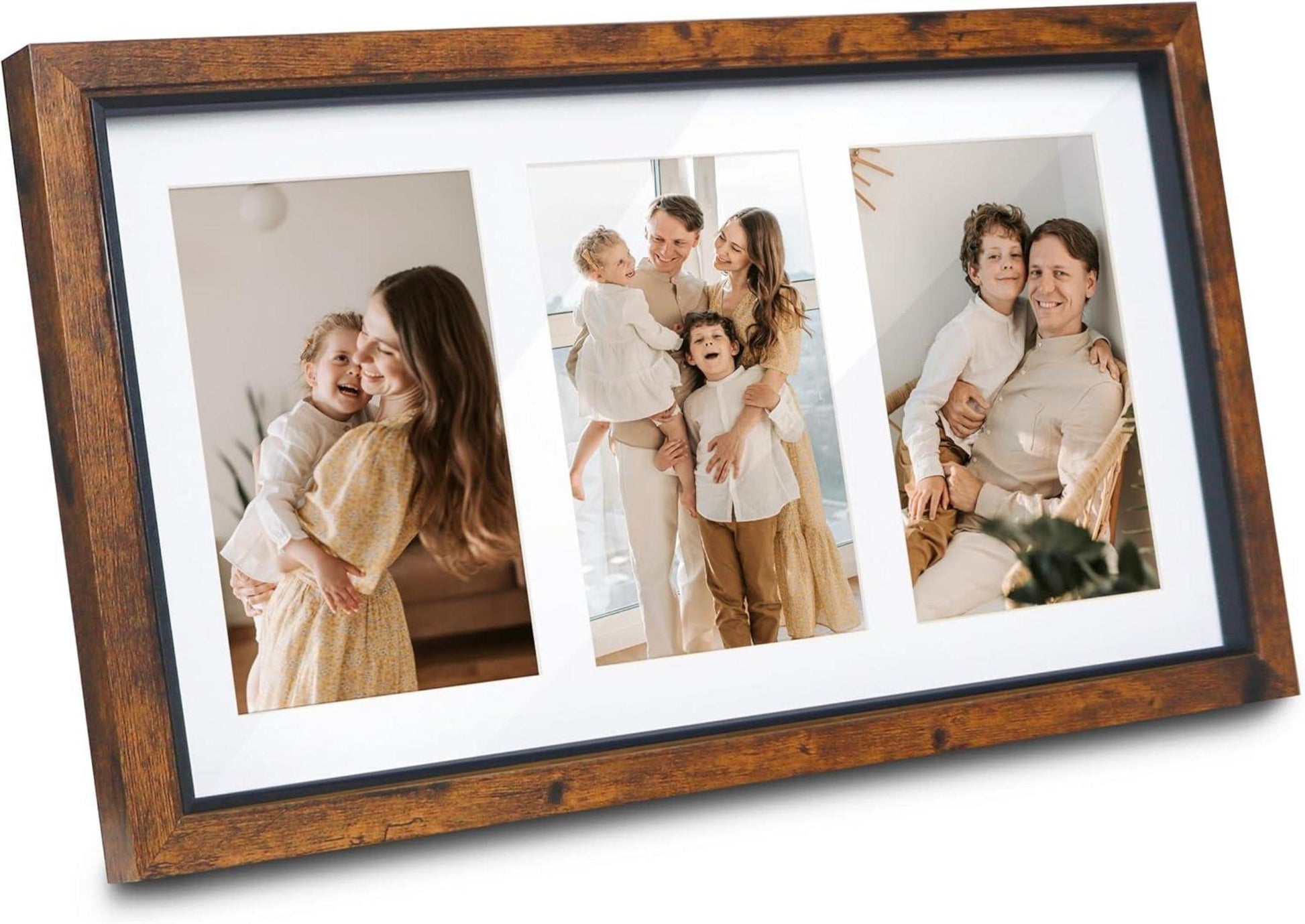 Shampsen 10x15 Collage Bilderrahmen Braun Acryl Holz,Wandmontage