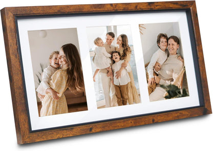 Shampsen 10x15 Collage Bilderrahmen Braun Acryl Holz,Wandmontage