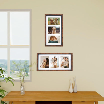 Brauner Collage Bilderrahmen für 3 Fotos 10x15cm - Wandmontage & Tischdisplay