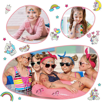 Kinder Einhorn Tattoos Mädchen 12 Blätter Leuchtende Temporäre Aufkleber