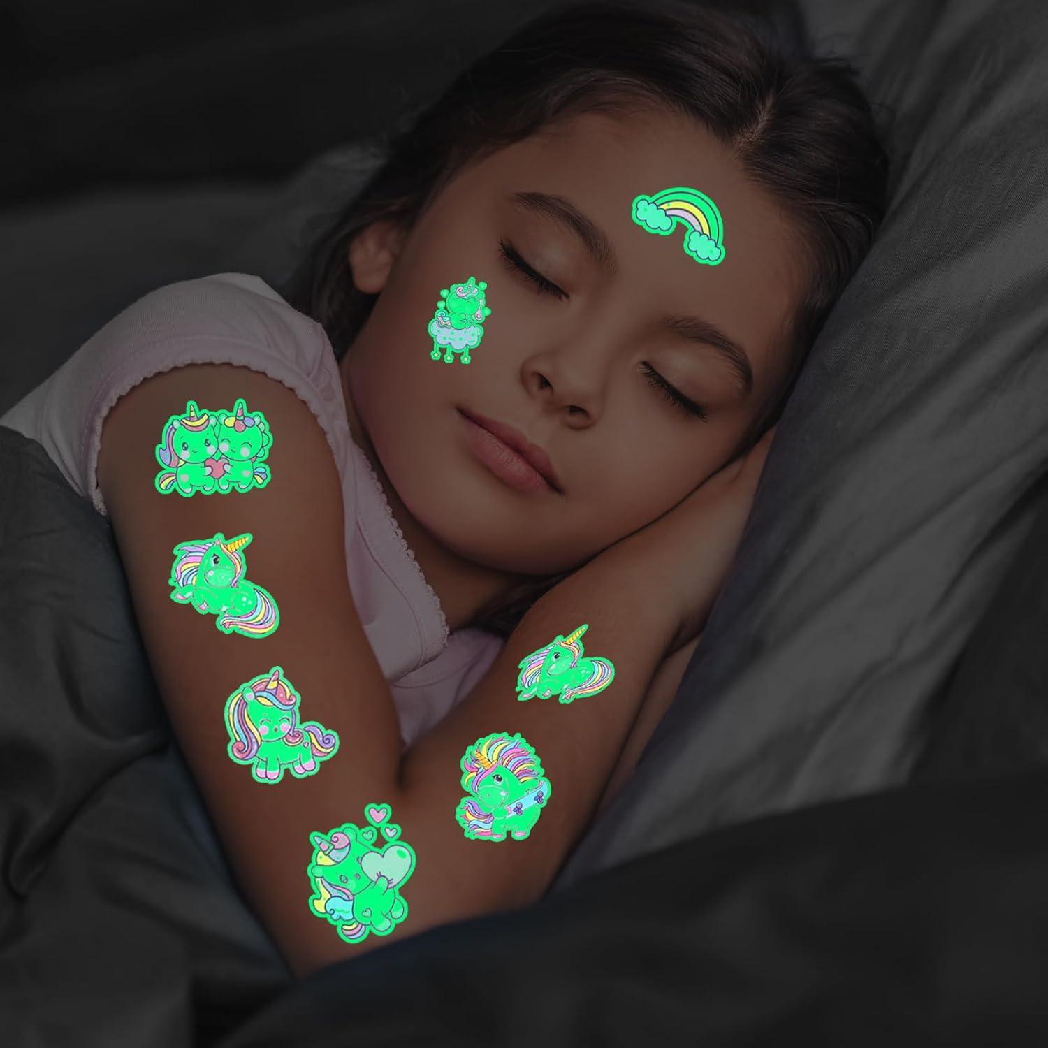 Einhorn Tattoos Mädchen Kinder Leuchtende Aufkleber 12 Blätter