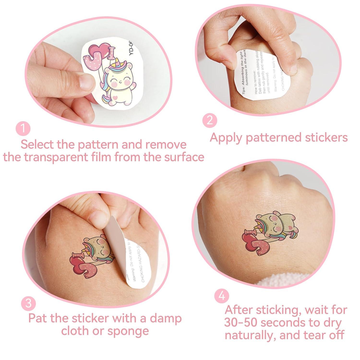 Einhorn Tattoos Mädchen Kinder Leuchtende Aufkleber 12 Blätter