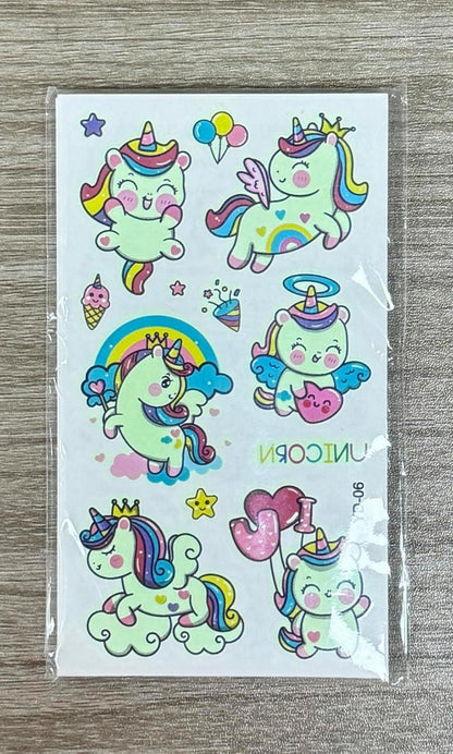 Kinder Einhorn Tattoos Mädchen 12 Blätter Leuchtende Temporäre Aufkleber