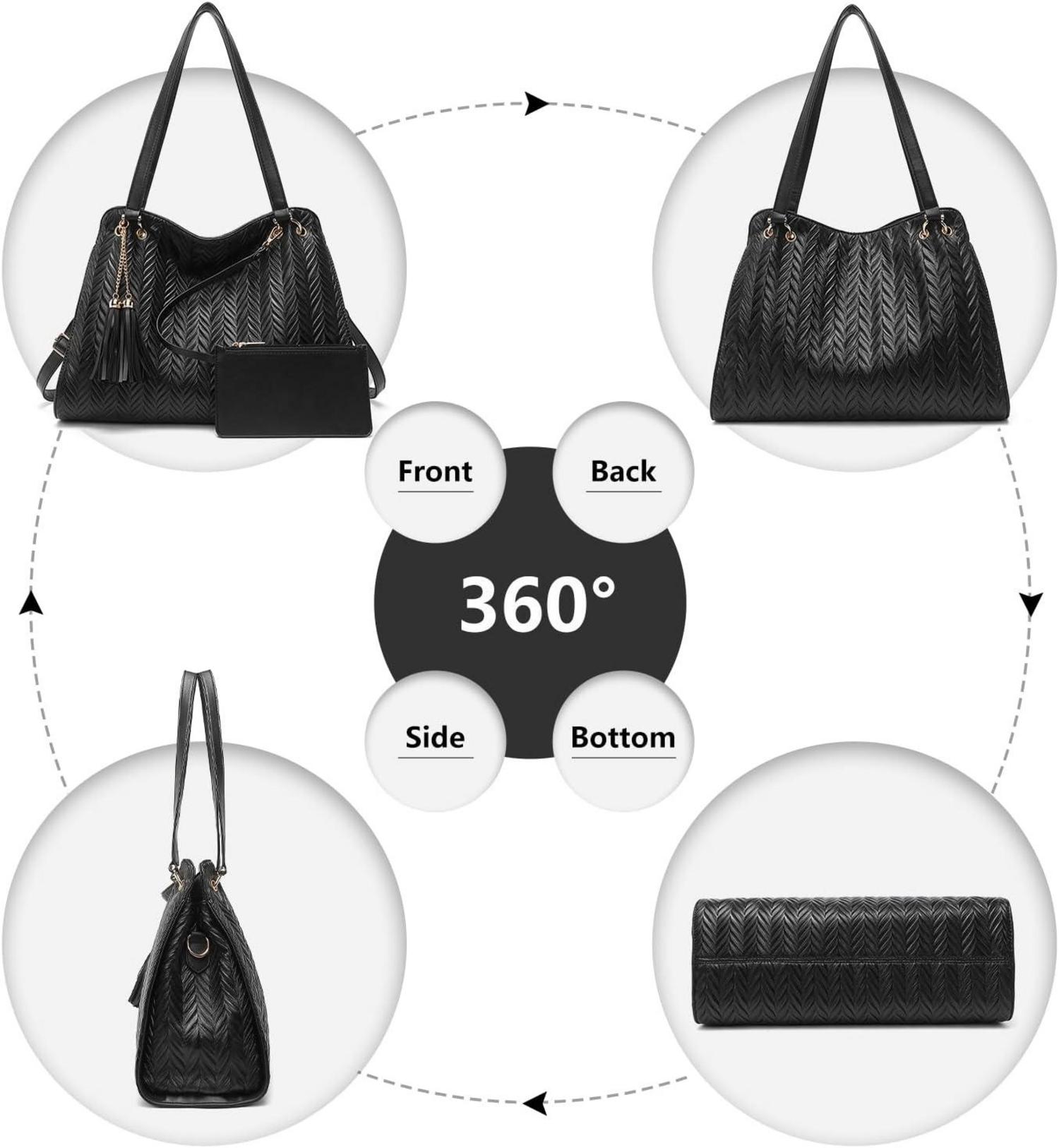 Miss Lulu Damen Handtasche Leder Hobo Schultertasche Groß mit Quasten und