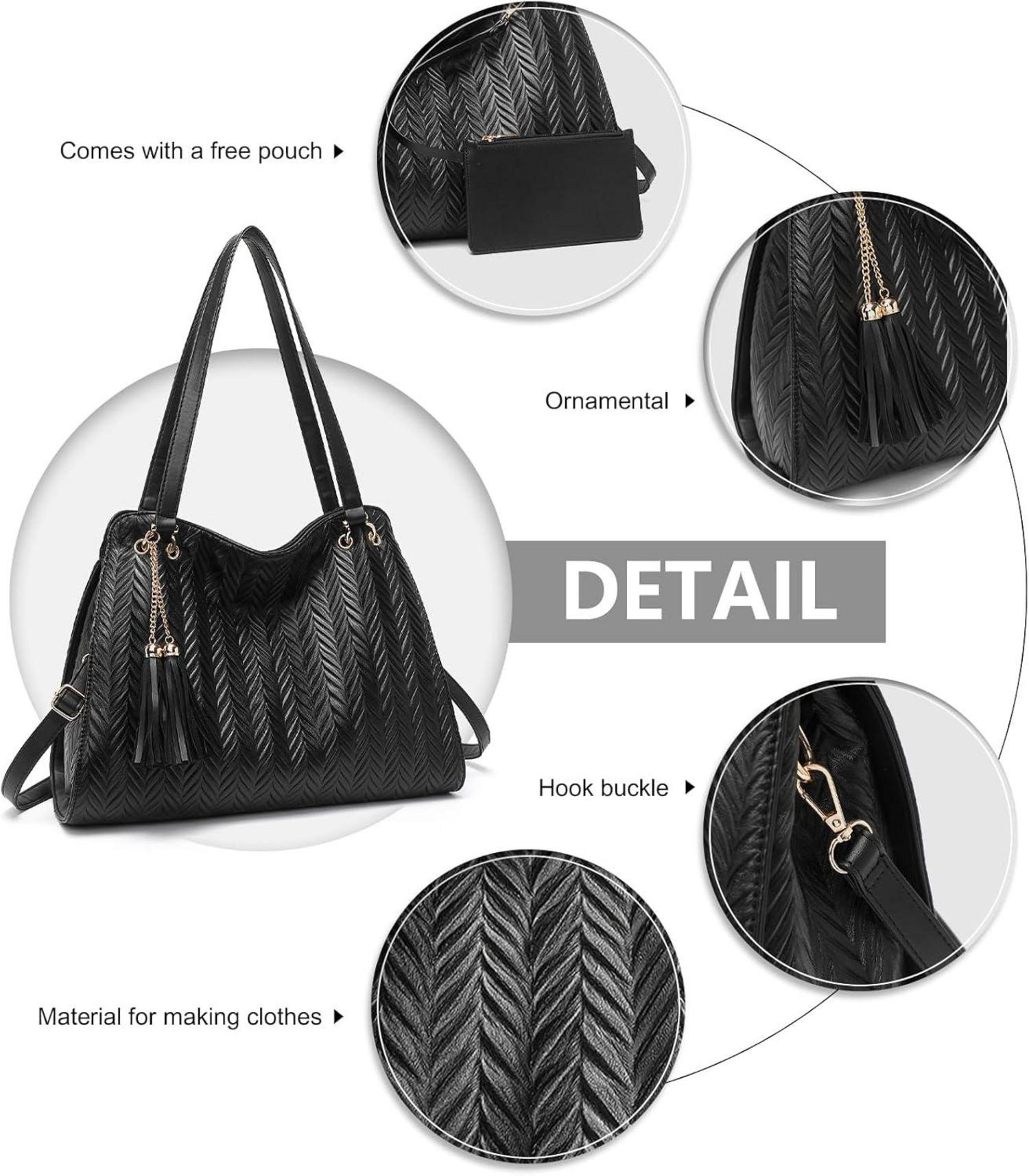 Damen Handtasche Leder Henkeltasche Hobo Schultertasche mit Quasten
