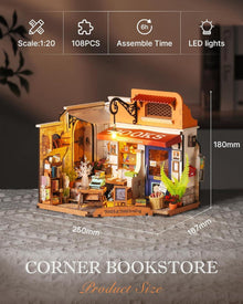 Rolife Puppenhaus Ecke Buchhandlung DIY Miniatur Bausatz