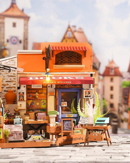 DIY Puppenhaus Ecke Buchhandlung Holzmodell Bausatz LED 3D