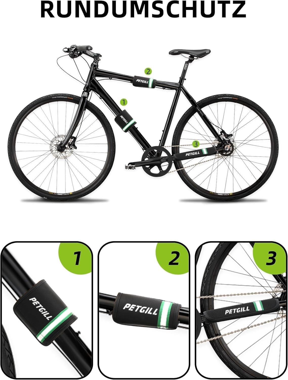 Fahrrad Rahmenschutz | Transportschutz für alle Fahrräder | Carbon Rahmen Schutz | E-Bike Zubehör Schwarz