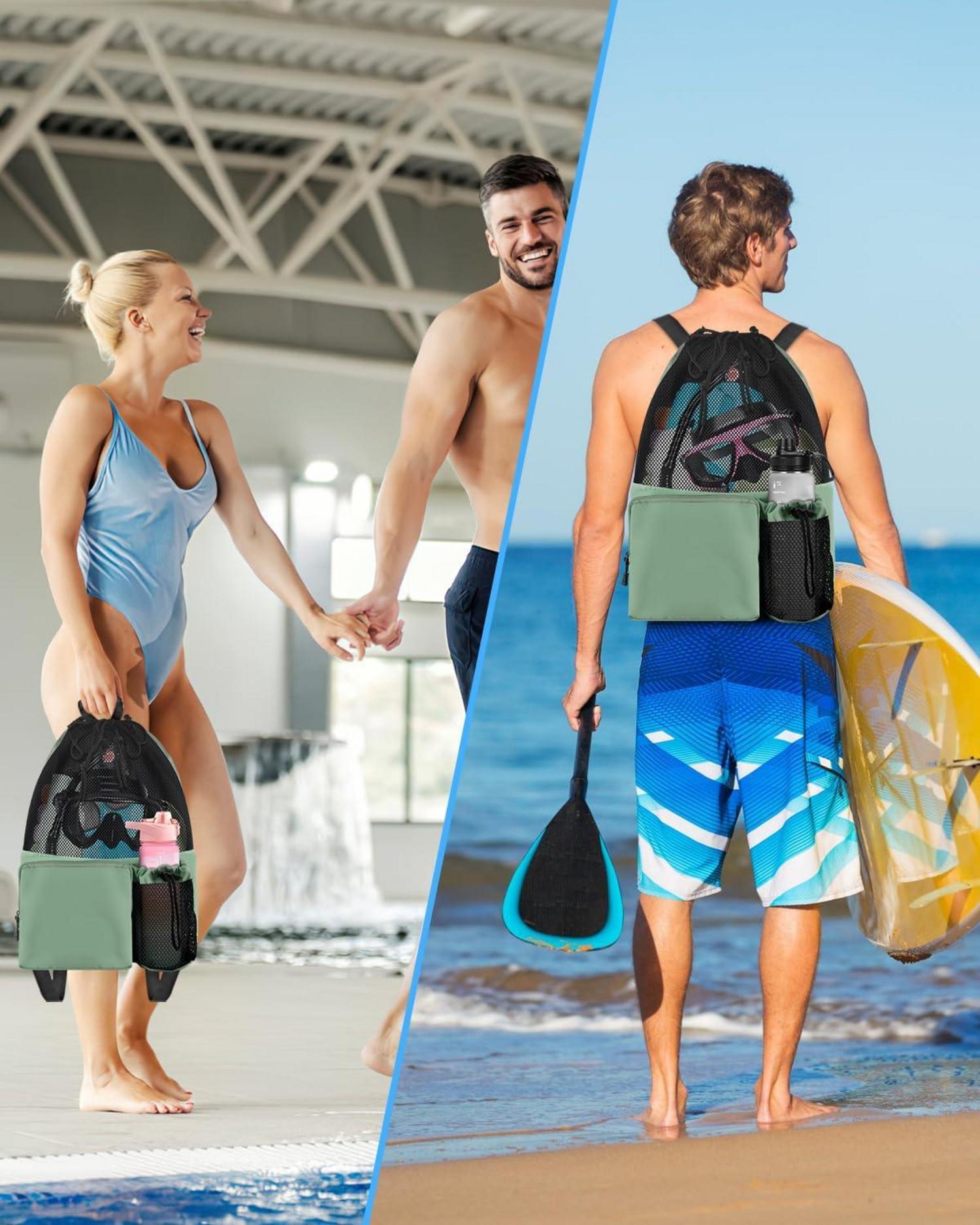 Schwimmen Tasche Strandtasche Mesh-Rucksack Kordelzug Sport Wasserfest
