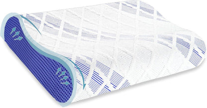 Höhenverstellbares Memory Foam Nackenkissen mit Blue Bell Kissenbezug