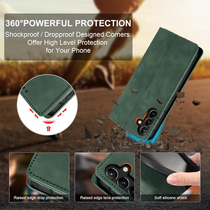 QHOHQ Samsung Galaxy A15 4G/5G Handyhülle mit Panzerfolie und RFID Schutz - Grasgrün