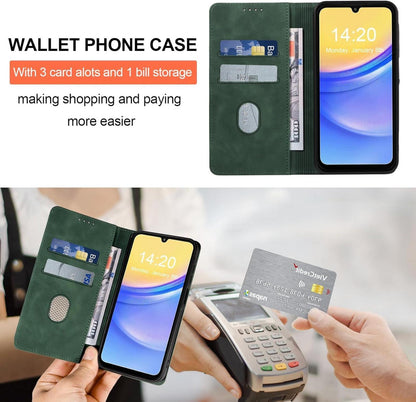 Handyhülle Samsung Galaxy A15 4G/5G Panzerfolie Leder RFID Magnet Flip