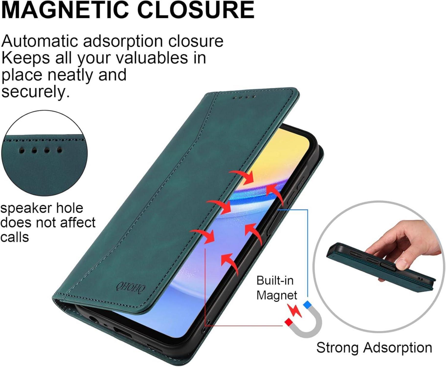 QHOHQ Samsung Galaxy A15 4G/5G Handyhülle mit Panzerfolie