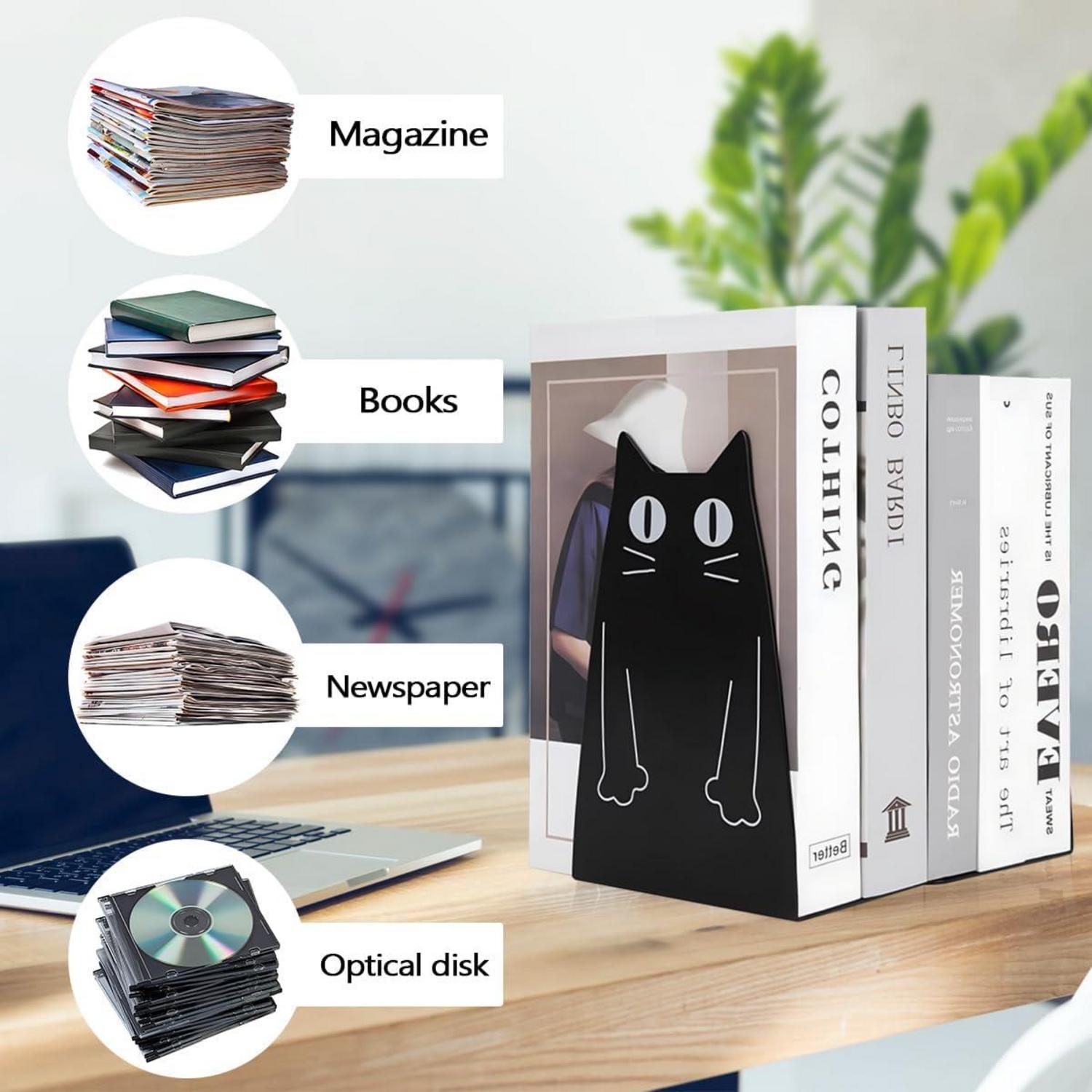 Schwarze Buchstützen Metall Bücherhalter Regal 1 Paar Stabile Buchstopper