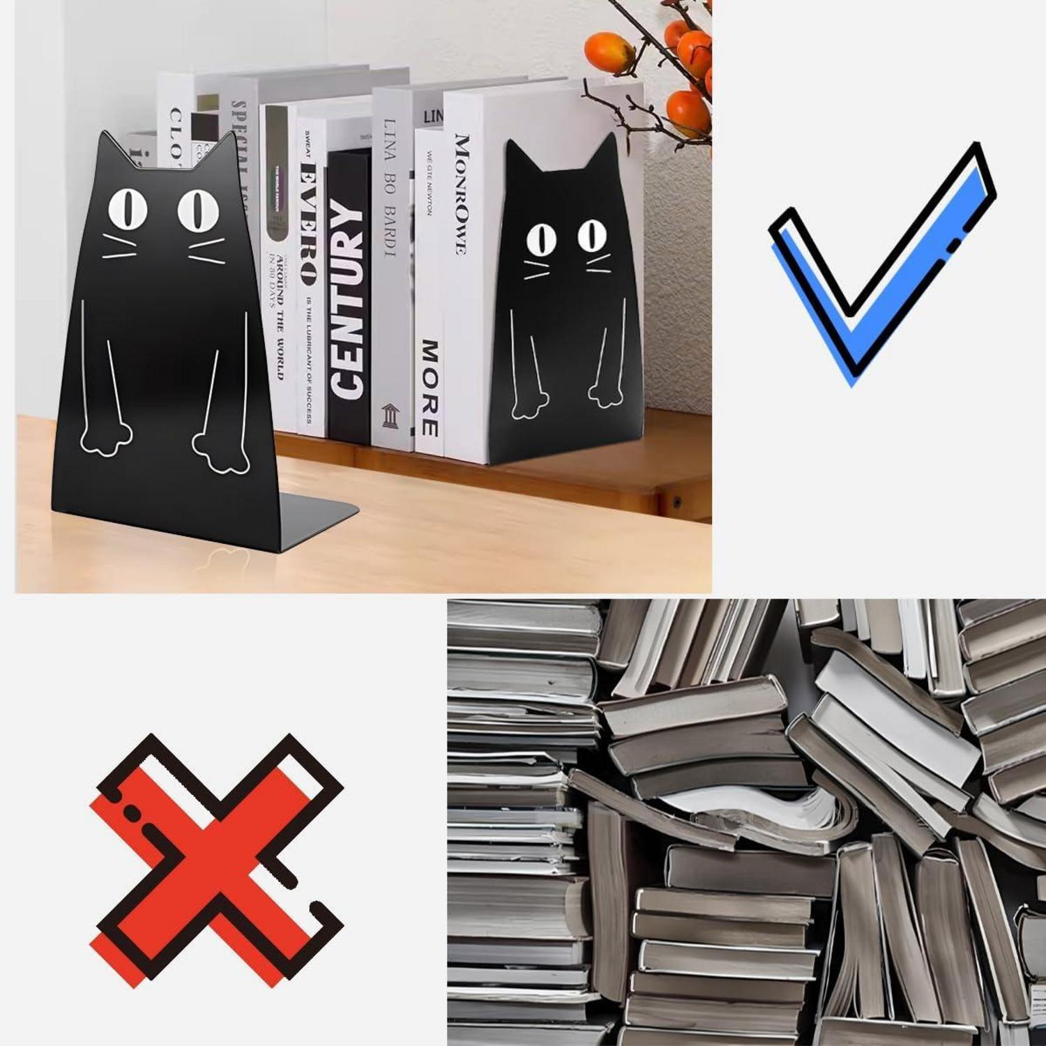 Buchstütze Schwarz Metall L-Form Book Holder Anti-Rutsch 1 Paar