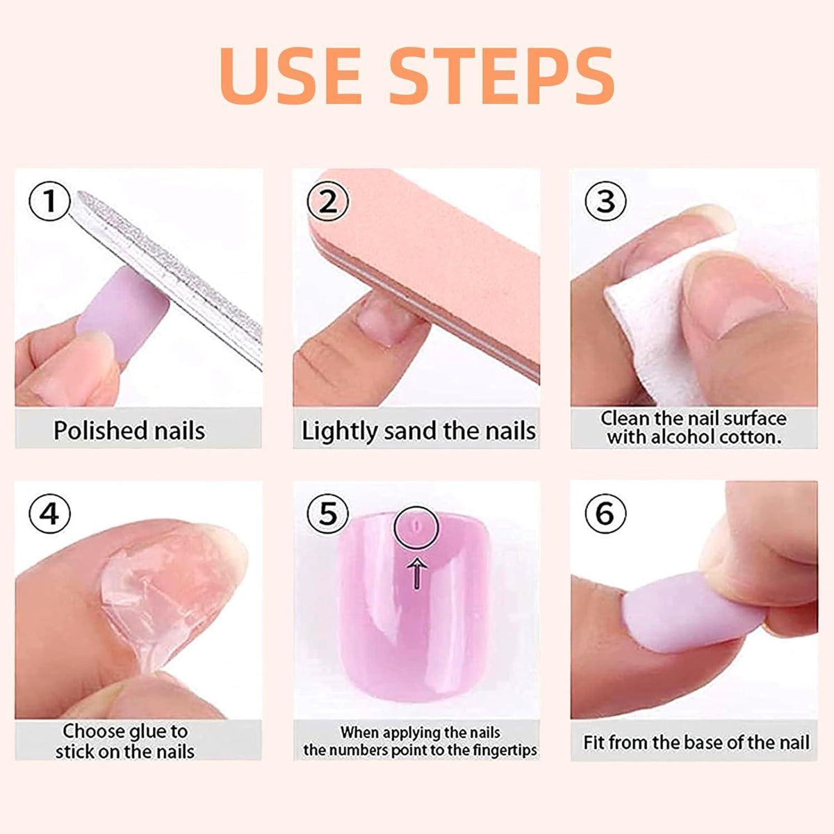 24 Rosa Acrylnagel-Set mit Kleber – French Press Nägel