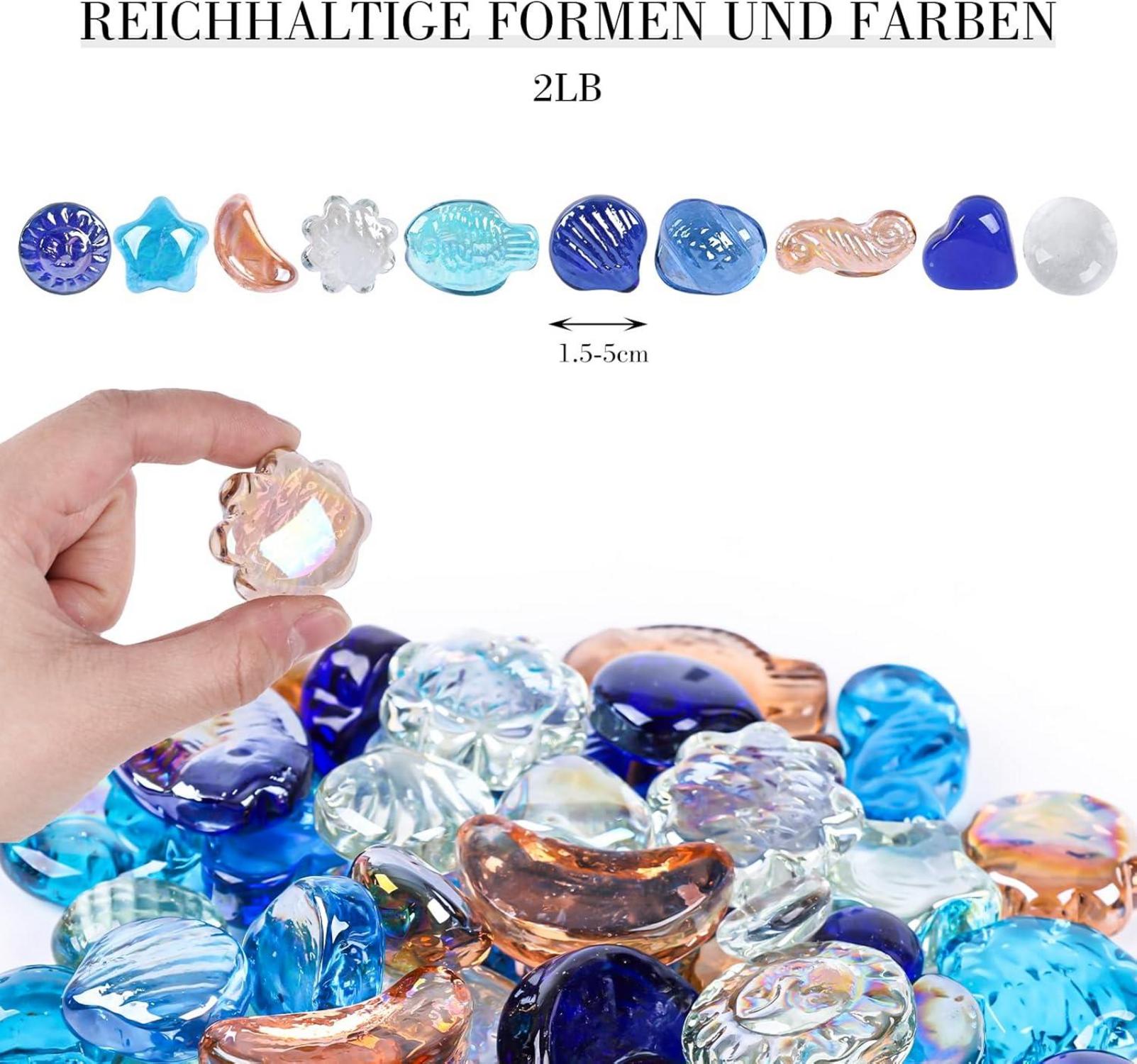 910g Bunte Glassteine Deko Vasen Pflanzen Aquarien