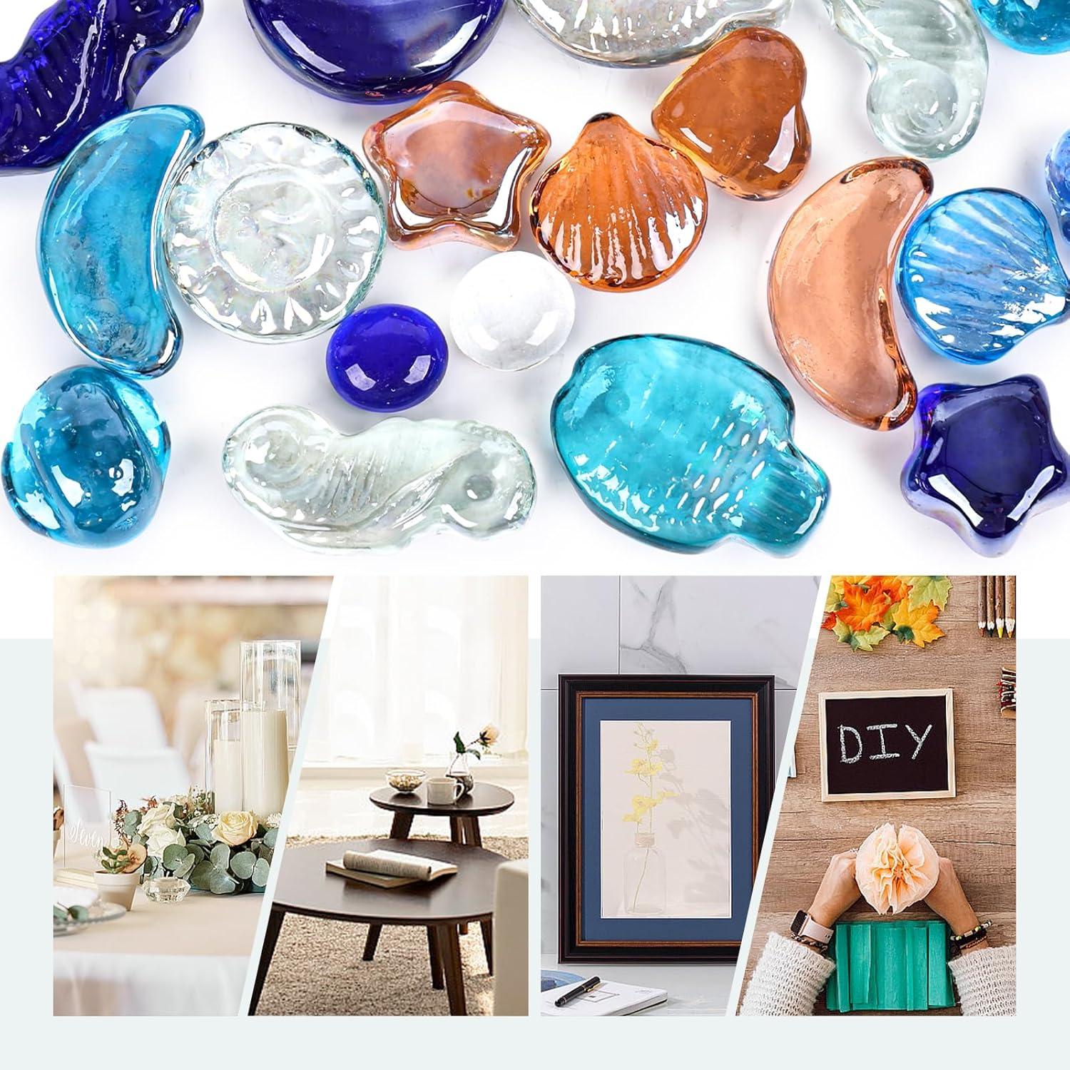 Bunte Glassteine Deko 910g Vasenfüller Pflanzendeko Aquarien Mehrfarbig