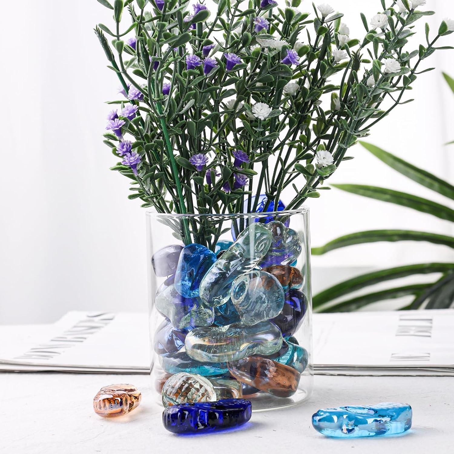 Bunte Glassteine 910g Deko Vasen Pflanzen Aquarien Murmeln Kristallsteine
