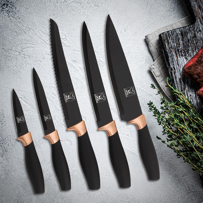 Chefhoablorn 15-TLG Profi Messerblock Set Edelstahl Küchenmesser Steakmesser mit Schärfer