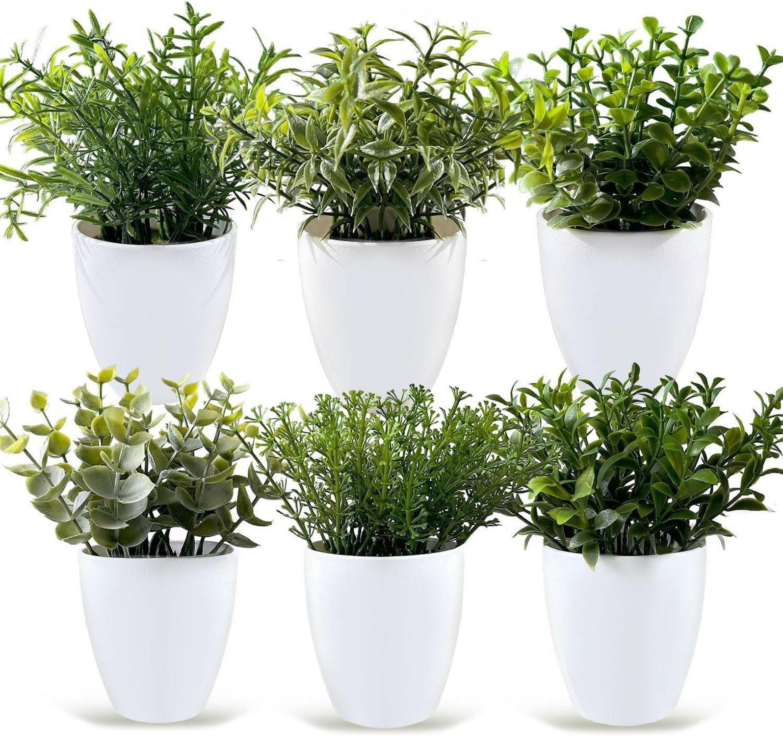 Künstliche Mini Eukalyptus Deko Pflanzen 6er Set - Innen Deko