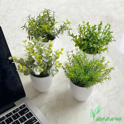 6er Set Mini Künstliche Pflanzen Eukalyptus Deko Wohnzimmer Badezimmer